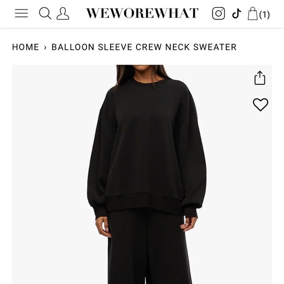 WeWoreWhat NWT Balloon Sleeve Crew Neck Sweater SZ XS - Picture 1 of 6
